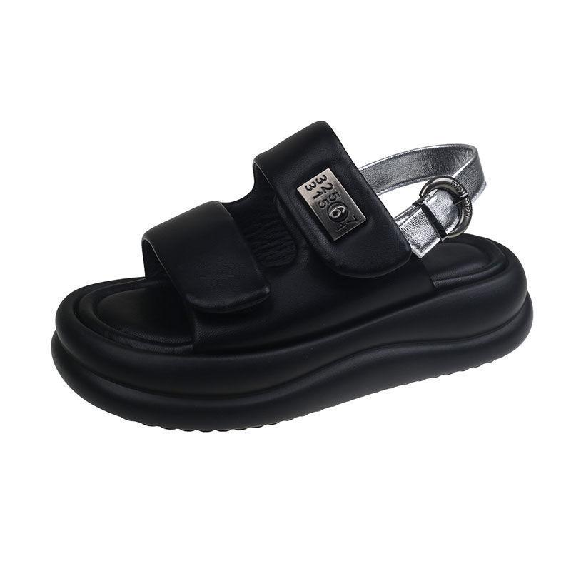 2025 Сандалии спортивные на платформе велкро женские летние носить наступающие на дерьмо мягкая подошва легкие повседневные пляжные римские туфли