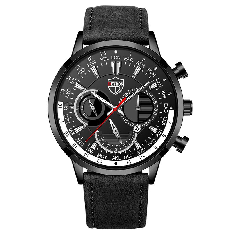 Модные мужские часы класса люкс для мужчин, деловые кожаные кварцевые наручные часы, мужские повседневные спортивные часы с браслетом и светящимися часами