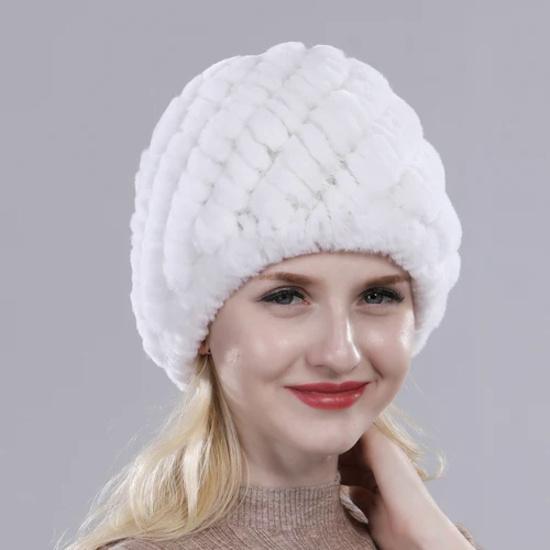 Женская шапка из 100% натурального меха кролика рекс, женская уличная шапка из меха кролика рекс