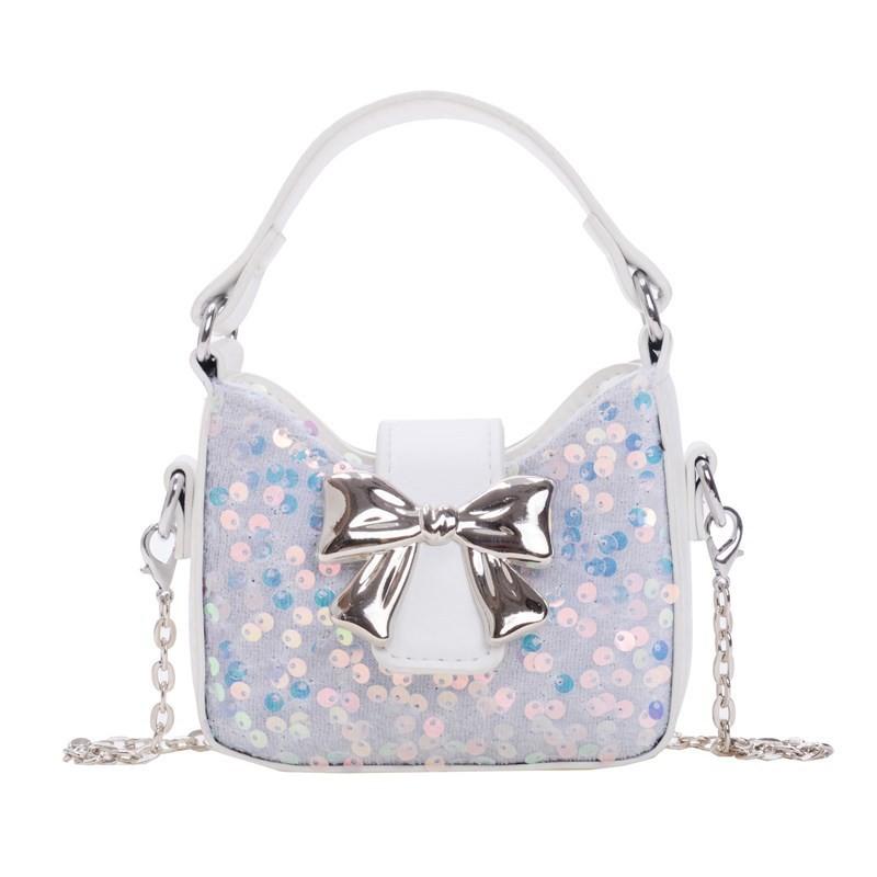Kids Girl Butterfly Bow Sequin Mini Shoulder Bag With Breathable Pu Material For Daily Use