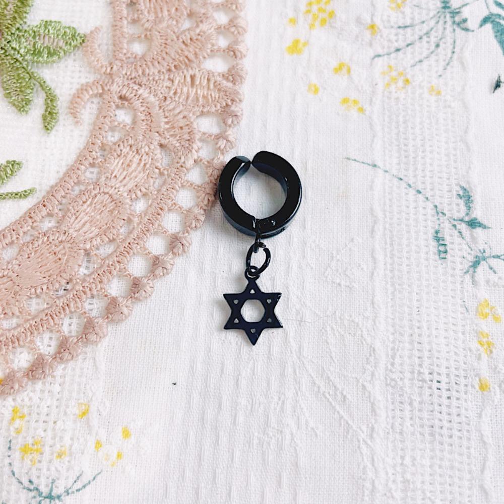 Black Doll Jewelry Ear Clip Hexagram Plush Doll Earring Doll Stud Earrings Chain Toy Gifts