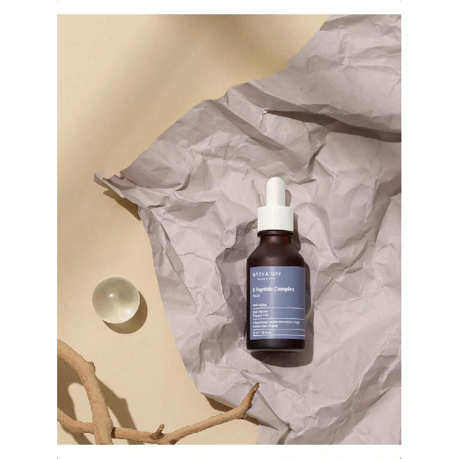 Mary&May Сыворотка с 6 пептидным комплексом 30 мл - Улучшение морщин с укрепляющим и лифтинг-эффектом - Корейский уход за кожей - Без отдушек