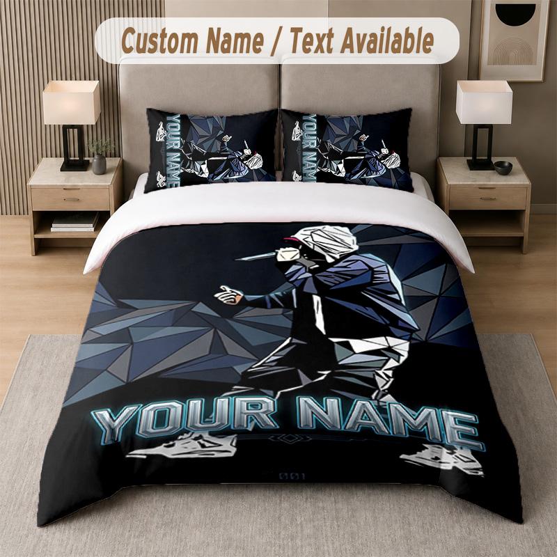 Eminem 3Pcs Bedding Set, Personalized Custom Name Text, 1 Duvet Cover & 2 Pillowcases For Bedroom