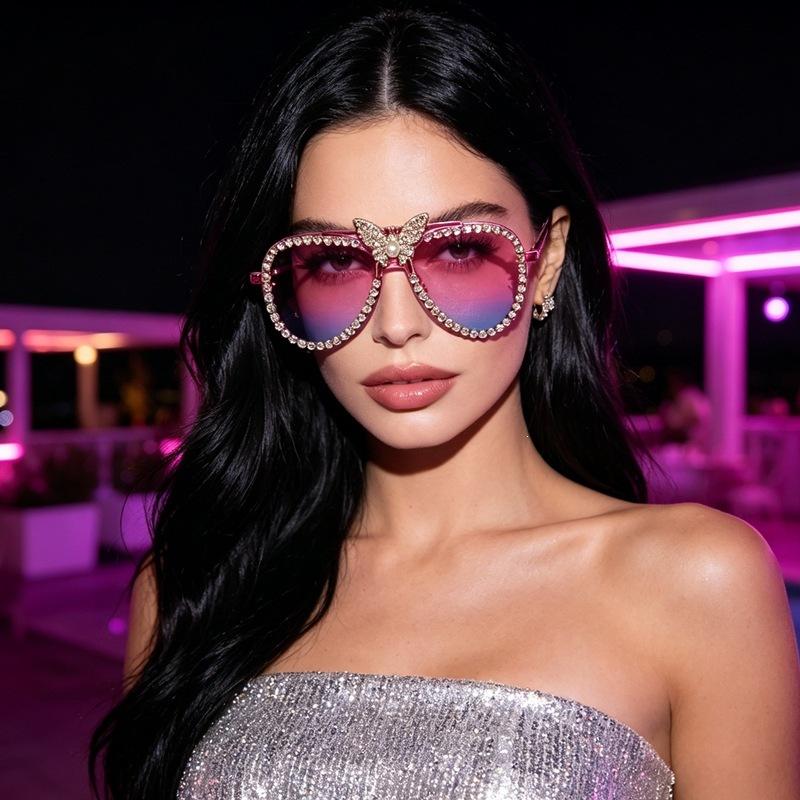 European and American pearl fashion square sunglasses new personalized men's and women's party sunglasses spot