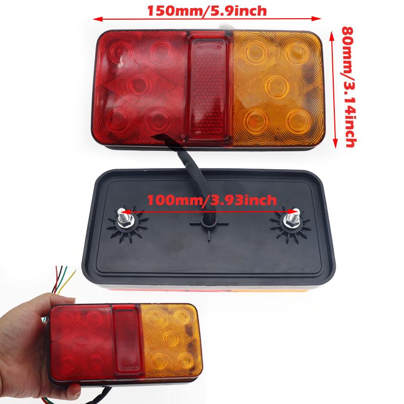 2Pcs Trailer Tail Lights 12V 24V 10-80V 10LED Lamp Trailer Tractor Turn Signal Brake Light Red Amber Forklift Tail Lamp