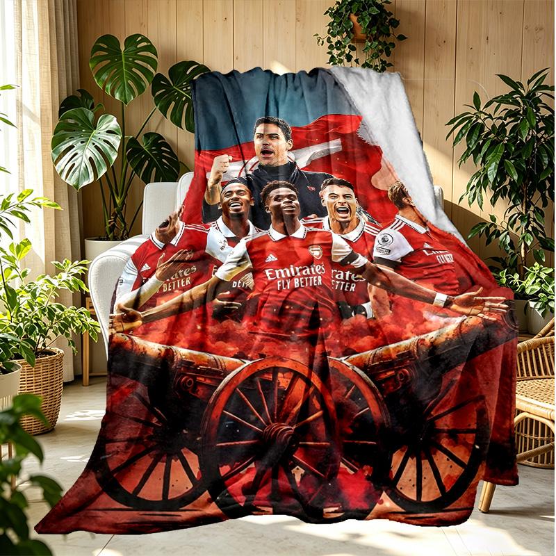 Arsenal F.C Pattern Blanket for Home Decoration, Bed, Sofa, Car Travel, Camping, Suitable for All Seasons, Birthday Christmas Gift