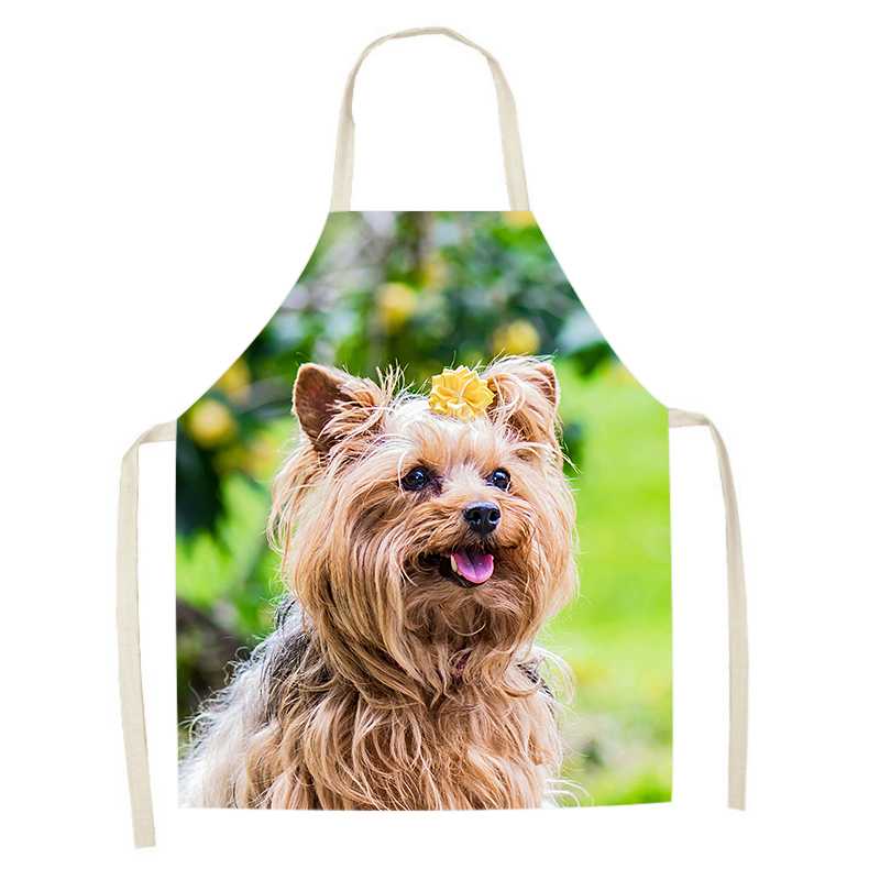 Милый фартук с принтом собаки, кухонный фартук, льняной фартук без рукавов для уборки дома, фартук от пятен, аксессуары для приготовления пищи, выпечки, 47X38 см, 68X55 см
