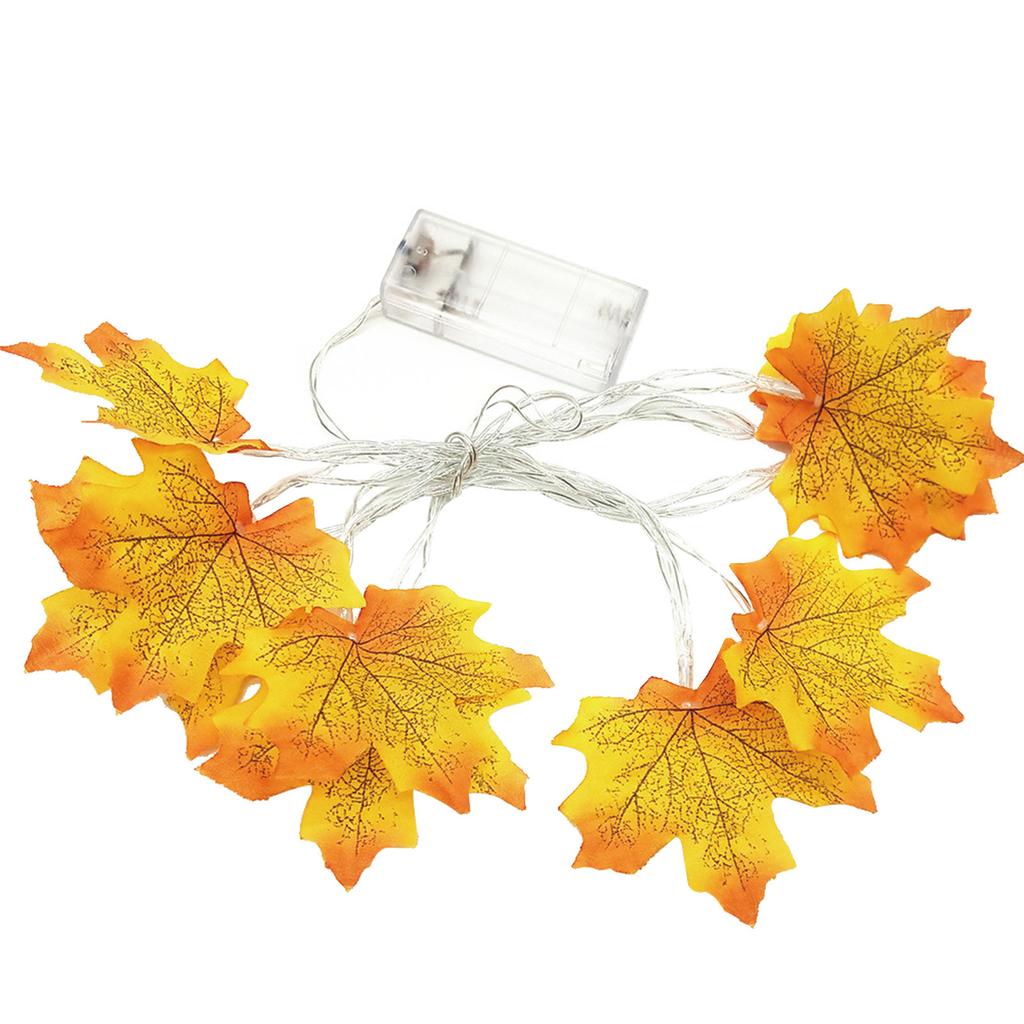 1.5M 10LED Lighted Fall   Maple Leaves Garland Halloween Decoration