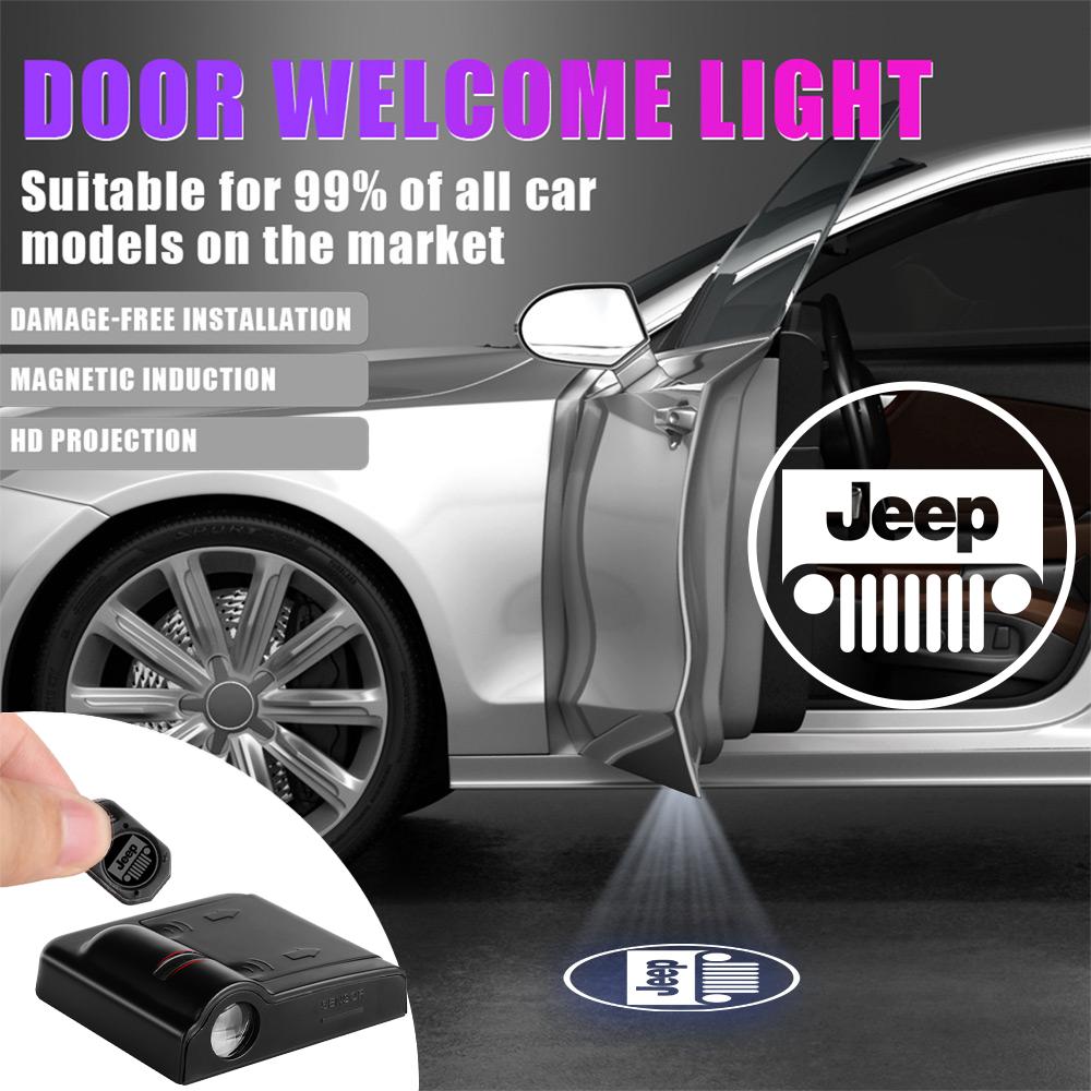 Car Door HD Welcome Lights Laser Projector Auto Courtesy Lamp Accessories For Jeep Renegade Wrangler v Compass Cherokee Gladiator