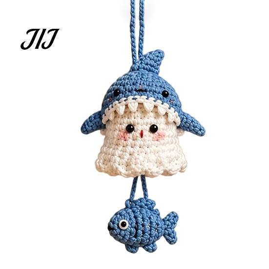 Hand Knitted Cartoon Animal Pendant Handmade Crochet Ghost Keychain, Cute Plush Charm for Bags Childlike Decorative Keys, Spooky Festive Ornament with