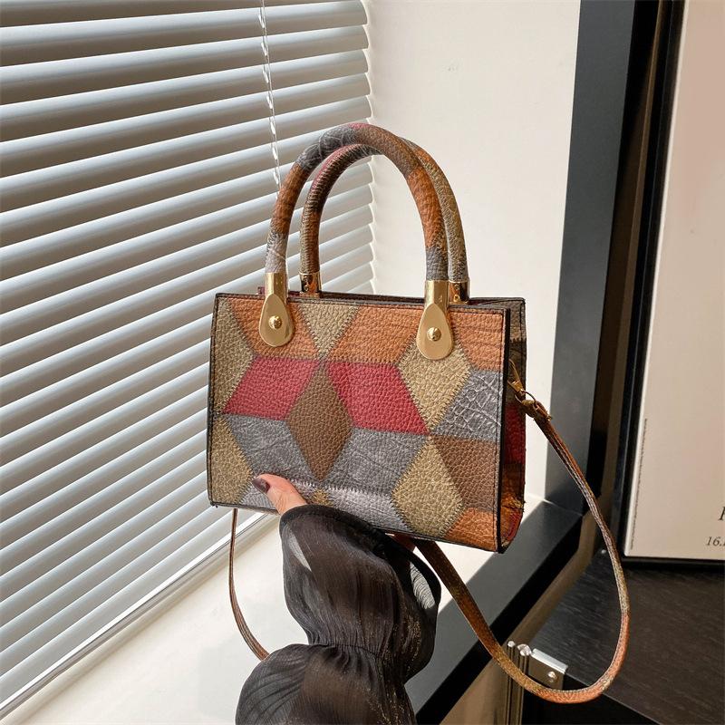 New Women's Design Sense Small Square Bag Fashion Trend High Quality Single Shoulder Crossbody Bag Patchwrok Handbag KTY