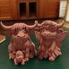 Деревенское украшение в виде шотландской коровы, 3D-печатная статуэтка коровы терракотового цвета, милая фигурка шотландской коровы для домашнего стола, полки, декора фермерского дома