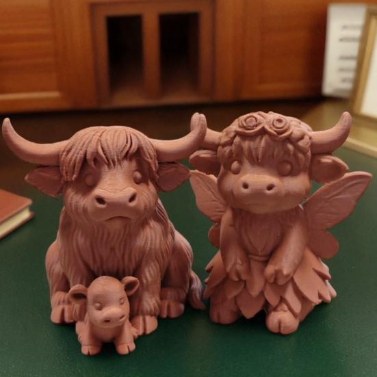 Деревенское украшение в виде шотландской коровы, 3D-печатная статуэтка коровы терракотового цвета, милая фигурка шотландской коровы для домашнего стола, полки, декора фермерского дома