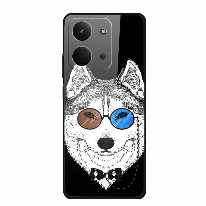 Glass Back Cover For Redmi 15C 4G Case 15 C Cute Cartoon Hard Tempered Glass Case Soft Bumper For Redmi 15C Cases Coques Fundas