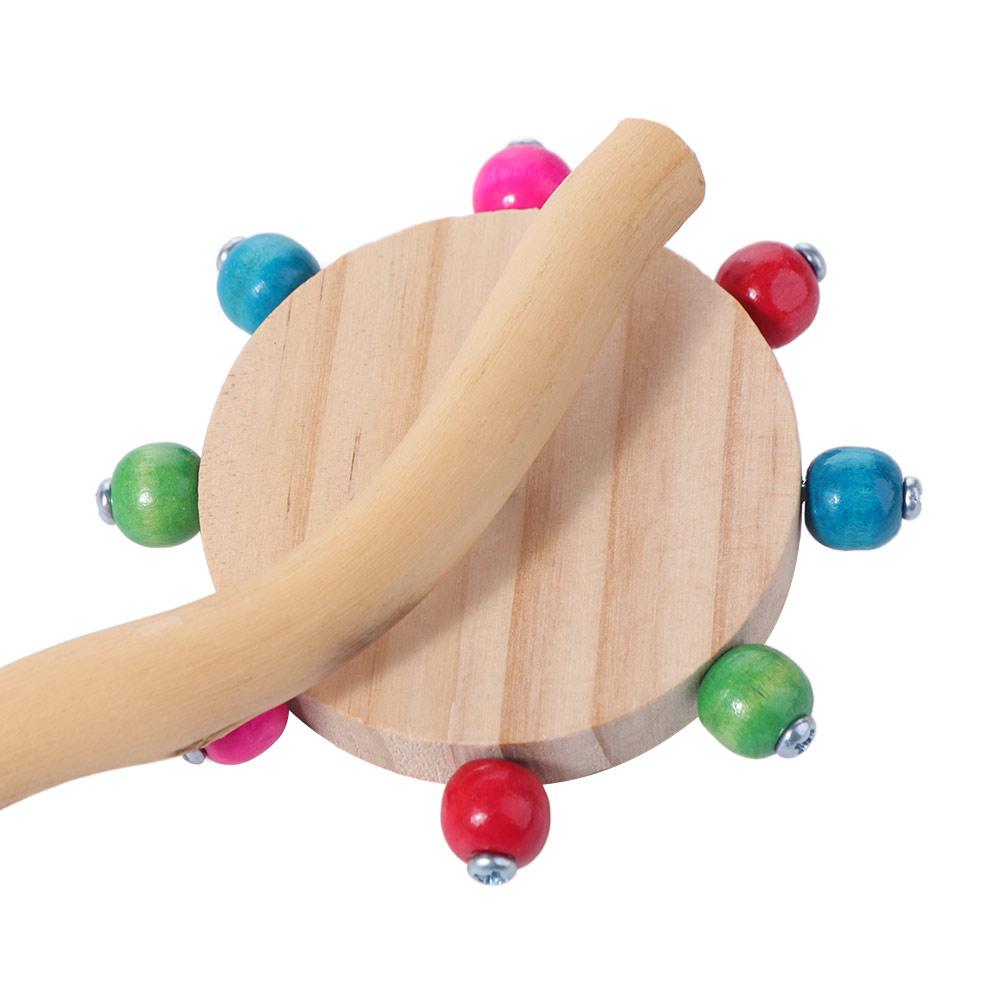 Natural Wooden Parrot Rotating Windmill Station Rod Colorful Birds Standing Perch Toy Budgies