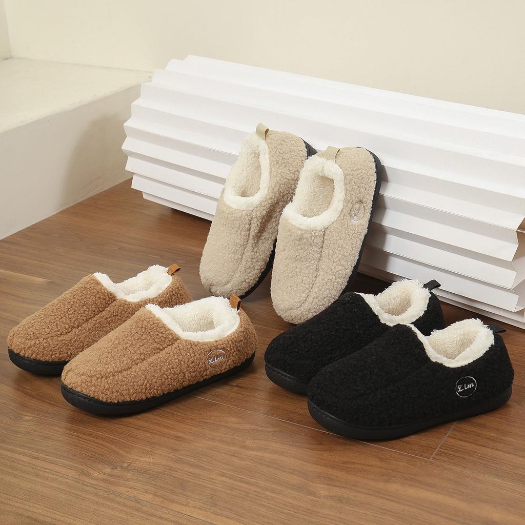 Fashion 2024 Fashion New Style Warm Plus Velvet Thick Home Cotton Shoes Non-slip Winter Heel Thick-soled Cotton Slippers