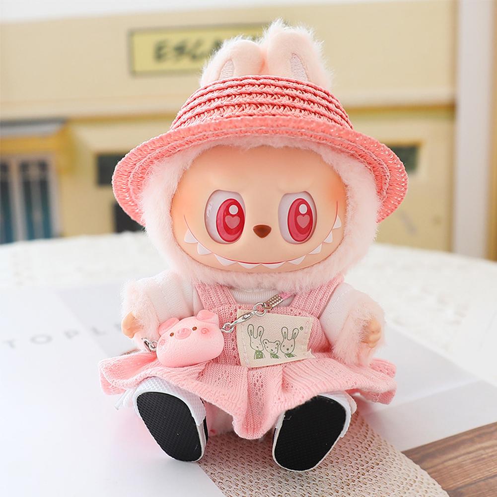 For 17cm Labubu Doll Clothes Fashion Dress Overalls Doll Clothes Color Match Hoodies Dolls Accessories Cute Decoration Little Clothes