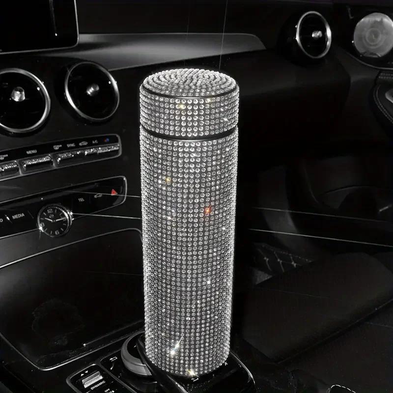 500 мл автомобильная термобутылка для воды 304 нержавеющая сталь алмазный держатель для сохранения тепла для воды блестящие автомобильные аксессуары для женщин