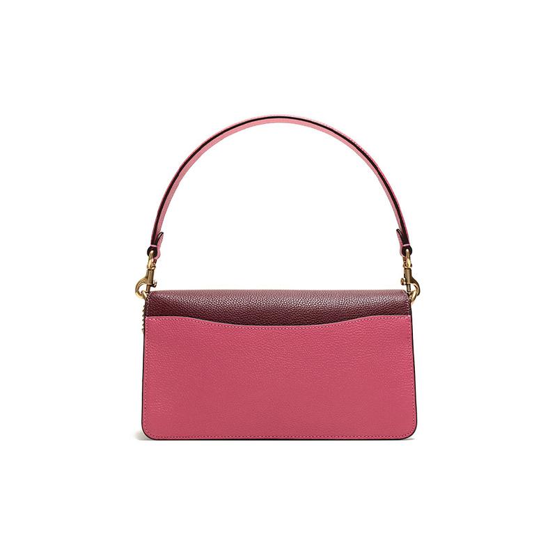 COACH Tabby 26 Cover Contrast Color Leather Bacchus Bag Hand-held Underarm Shoulder Bag Women's Rose Burgundy
