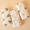 3pcs Soft Double-Layer Muslin Swaddle Blankets for Newborns - Breathable, Lightweight Cotton Wraps with Cute Bear & Moon Print