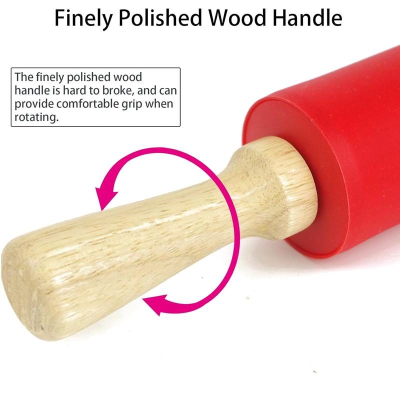 Silicone Rolling Pin Non-stick Surface Meets Human Design Handle Dough Making Baking Kitchen Tools Perfect Gift for Bakers