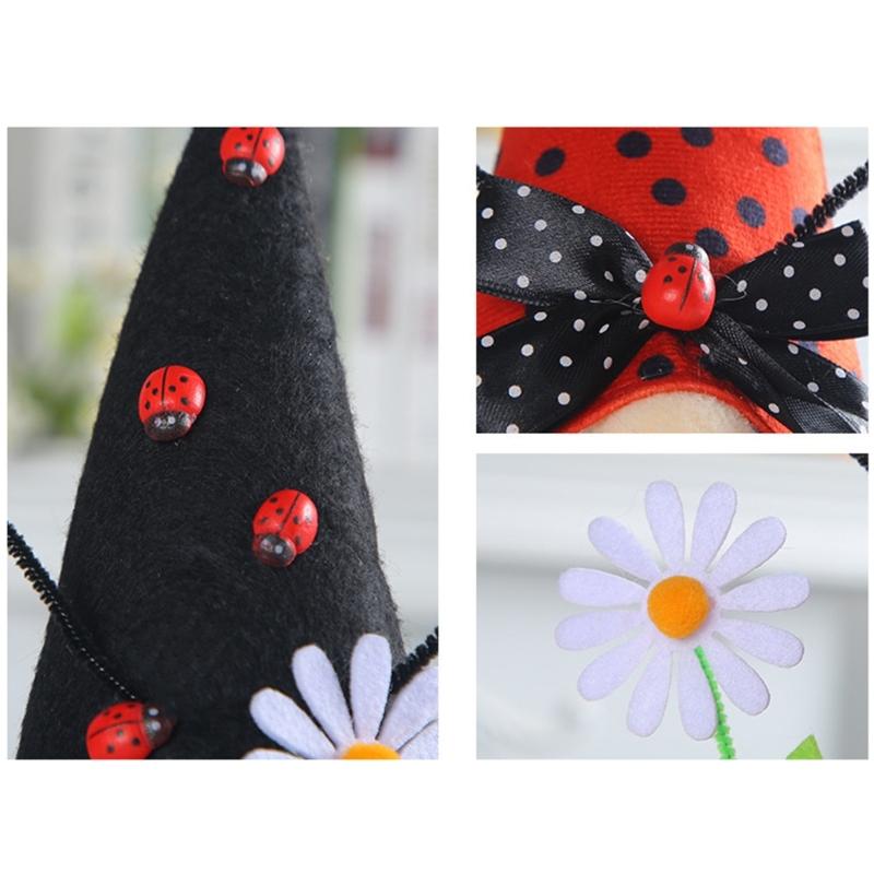 Ladybug Gnomes Tomtes Nisse Swedish Dwarfs Faceless Doll for Halloween Kitchen