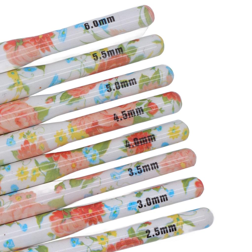 8pcs Crochet Hook Set Printing Aluminum Handcraft Colorful Crochet Hook Ergonomic Knitting Hook for Knitters for Sewing