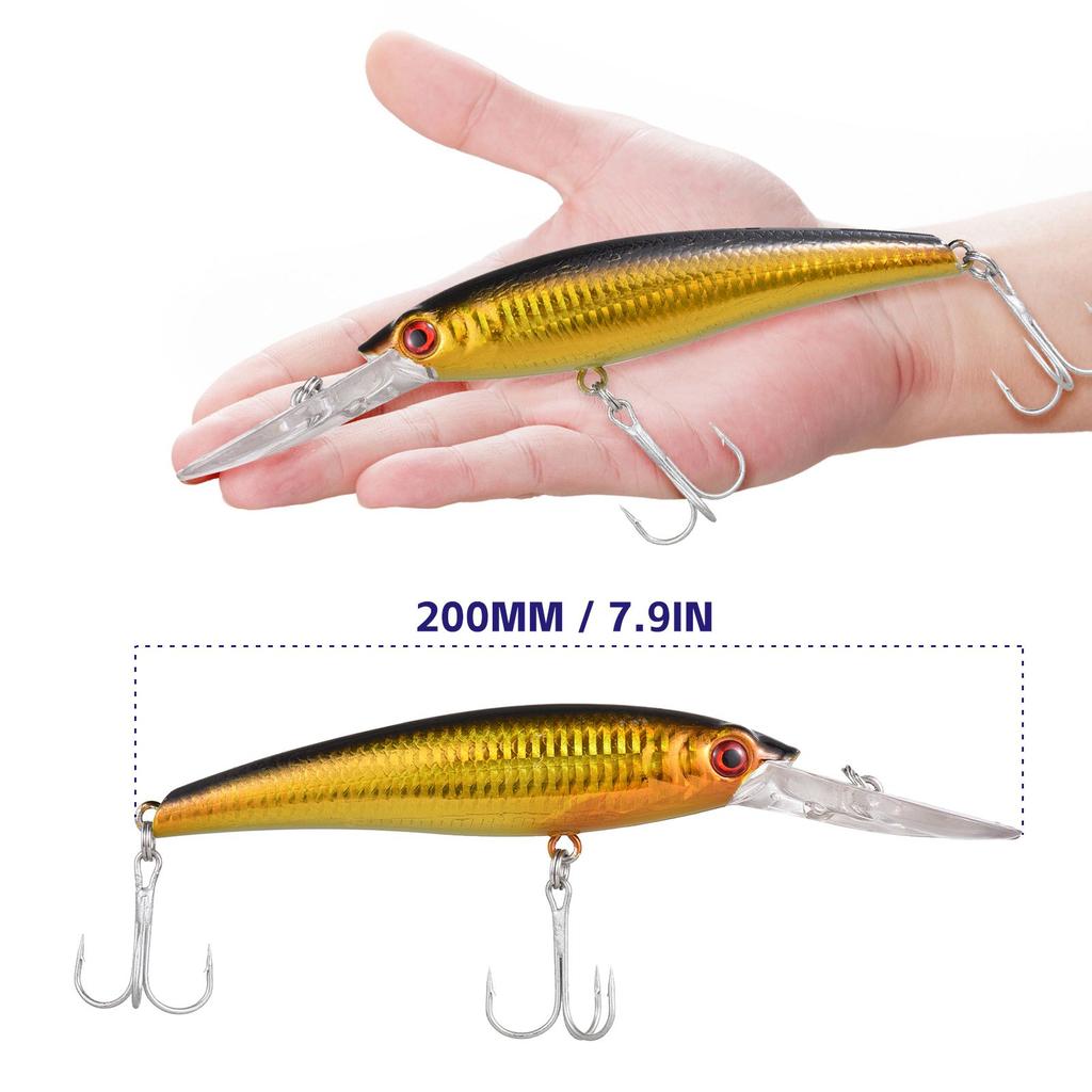 Ultra Long Casting Fishing Lure 20cm Saltwater Sinking Minnow Fishing Bait Fishing Tackle 2 Hook Big