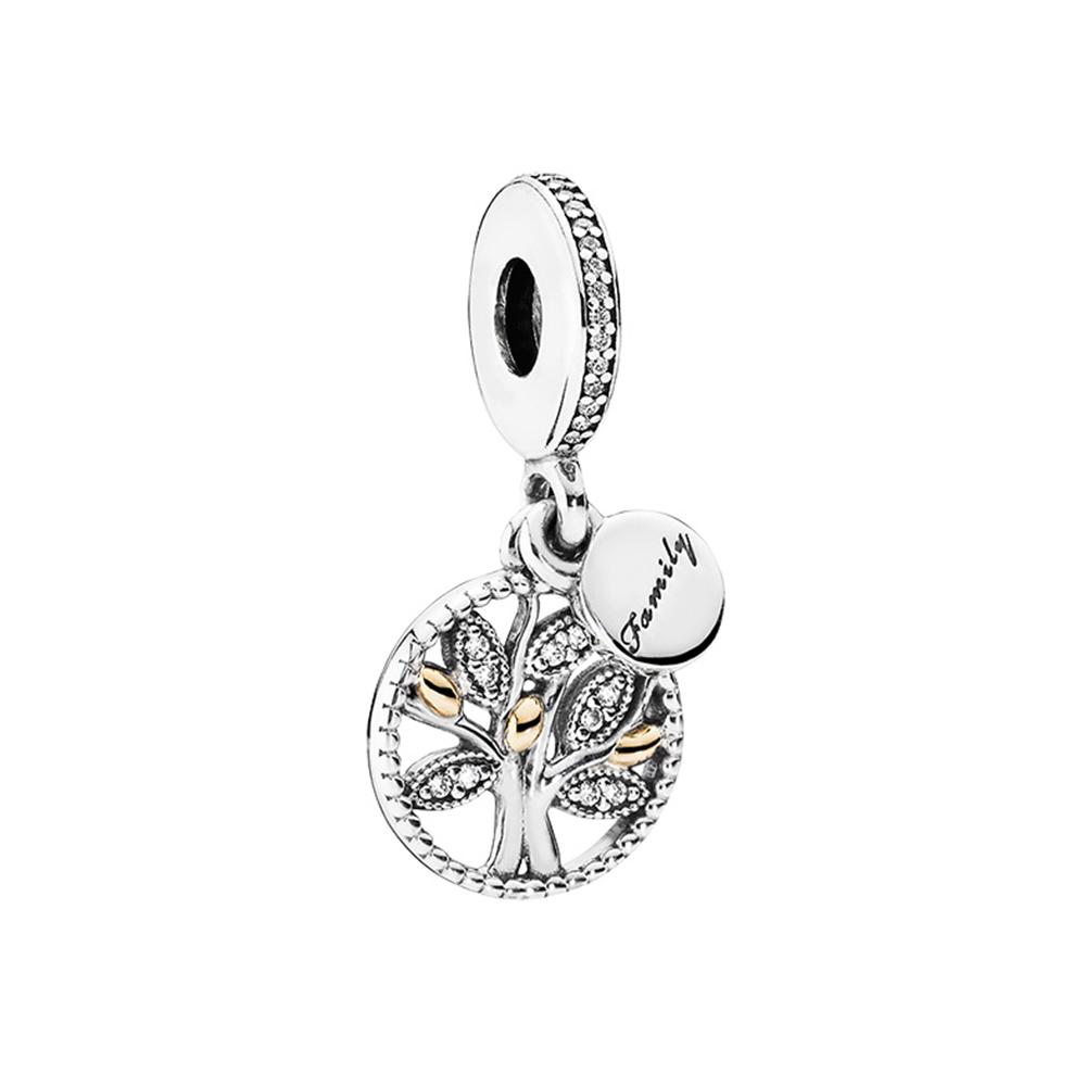 S925 стерлингового серебра сверкающие подвески в виде семейного дерева подходят для оригинального браслета DIY ювелирные изделия для женщин подарки на день рождения