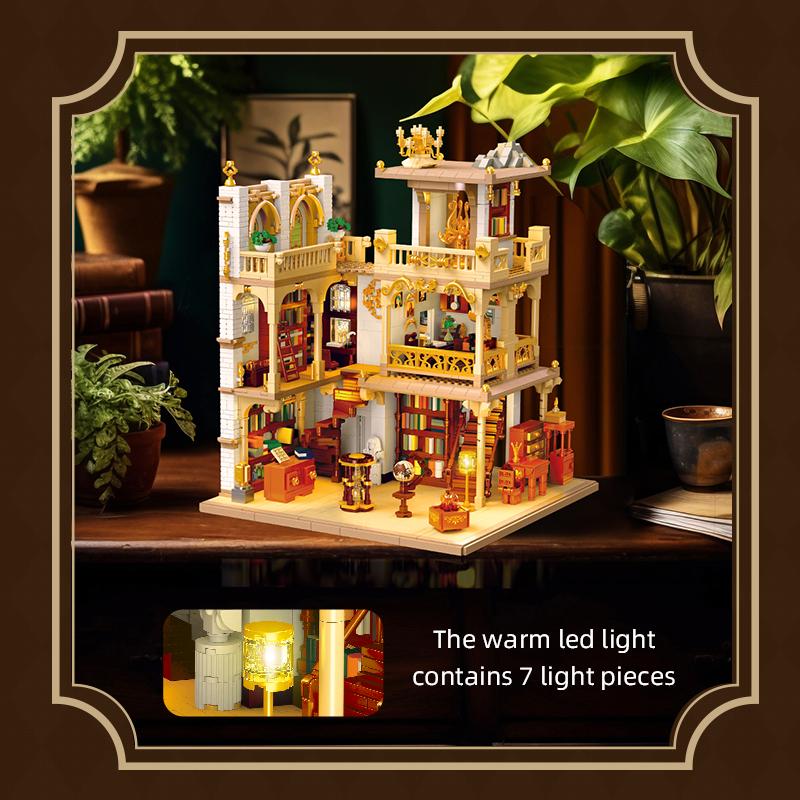3028PCS Book House Building Blocks European Style City Street View MOC Bricks Model Set With Light Kids DIY Toys Holiday Gifts
