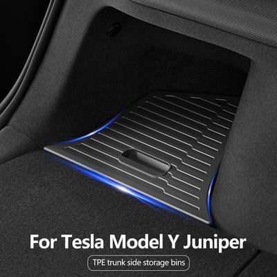 Для 2025 2026 Tesla Model Y Органайзер в багажник Контейнеры для хранения в багажнике Коврик для груза Боковой ящик для хранения в заднем багажнике Аксессуары для Model Y Juniper
