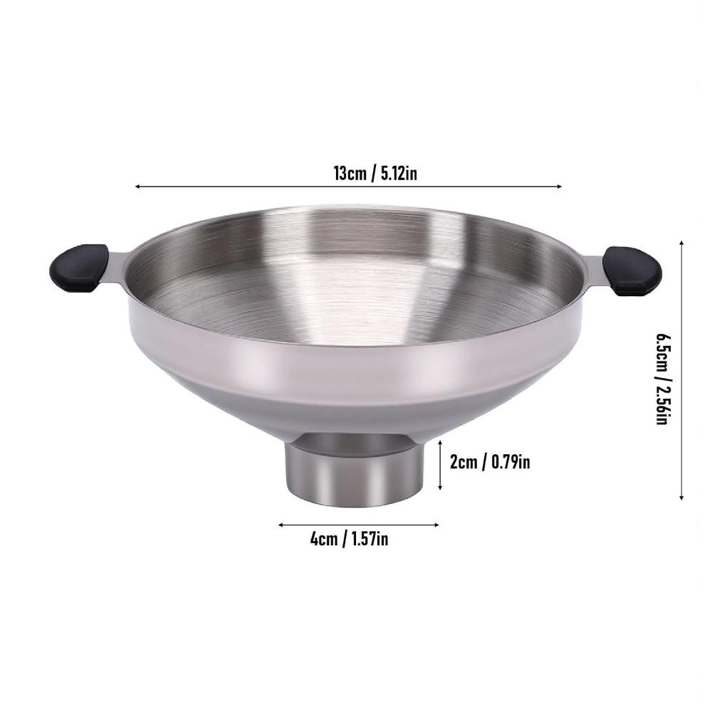 Stainless Steel Wide Mouth Funnel Dual Handles Kitchen Funnel Durable Canning Funnel Kitchen