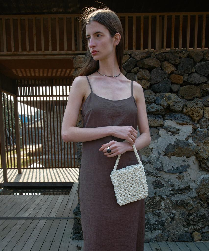 Квадратная сумка En Or Weaving Mini - Кремовая