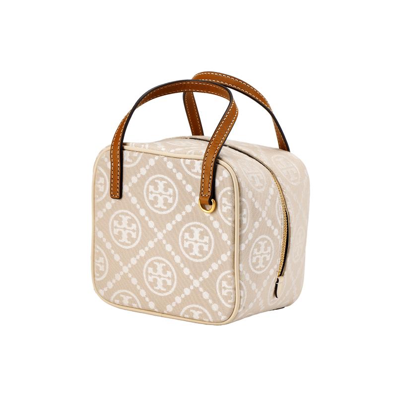TORY BURCH Tang Libaiqi T Monogram Double T logo Dutch quilted cube detachable shoulder strap jacquard leather trim single shoulder 153389-104