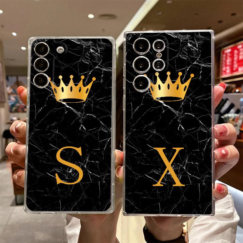 Чехол Gold Crown Letter Queen для Samsung Galaxy S21 FE S20 S22 Note 20 Ultra 10 Plus 8 9 Note10 Lite Capa Clear Silicone Coque