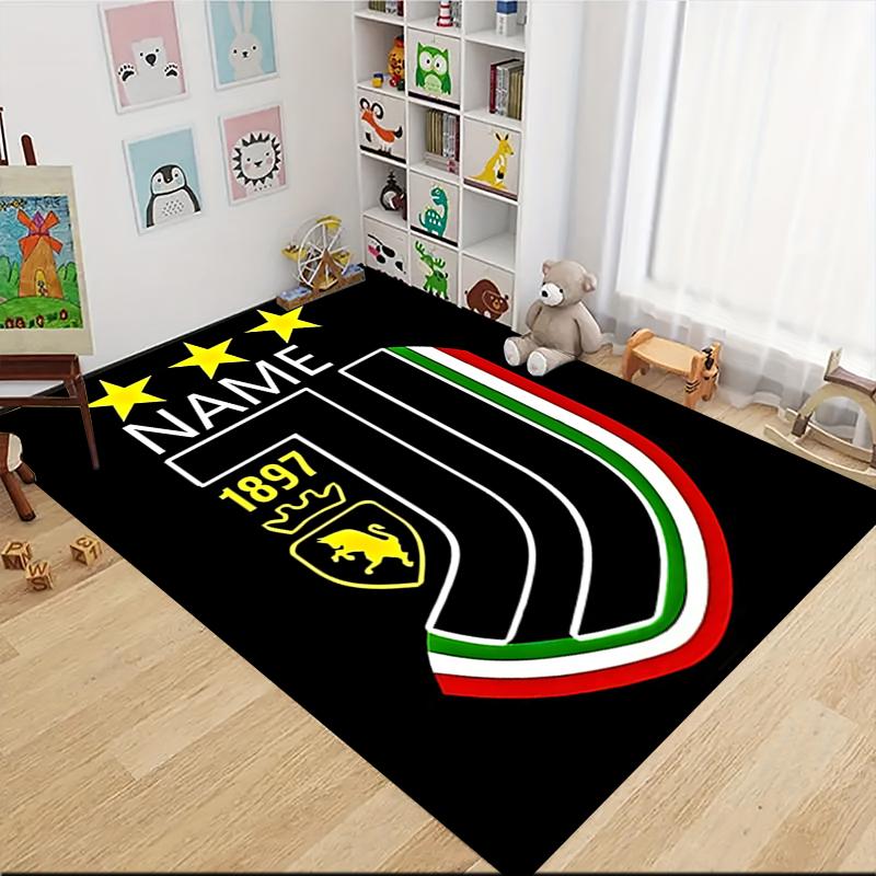Custom Name Juventus Crest Carpet Rug Customizable Soft Washable Anti-Slip Home Living Room Sofa Mats Personalized Rug. 0909229