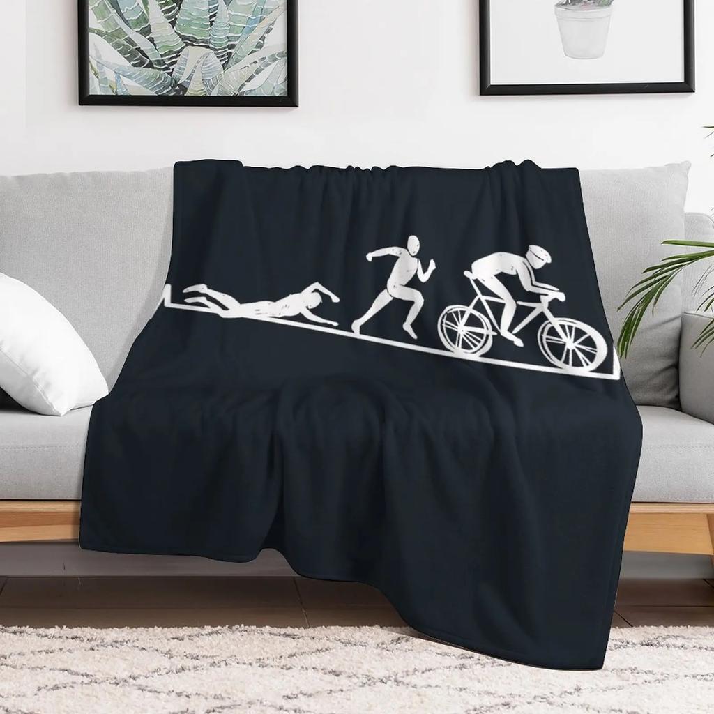 TRIATHLON heartbeat Swim Bike Run lover Throw Blanket Modern Design Soft Blanket for Home Decor
