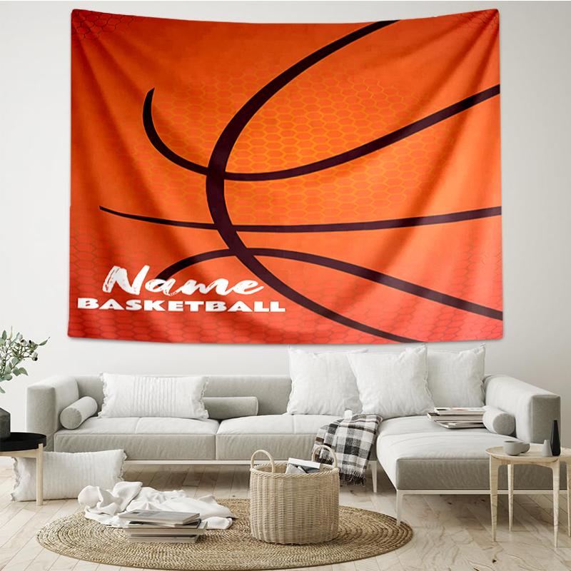 Custom Name basketball Print Tapestry, Backdrop, Easy Setup, Ideal for Bedroom, Office & Living Room, with Aesthetic Wall Hanging Decor.