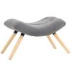 Modern Footstool With Fleece Cover And Wooden Legs Padded For Living Room Bedroom Hallway Dark Gray