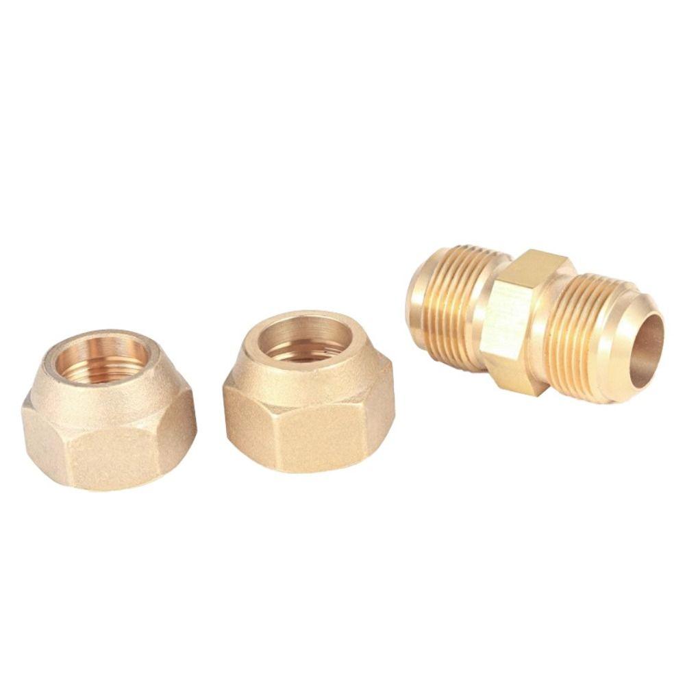 2 Pcs Brass AC Copper Pipe 1/4" Extension Connector Copper Pipe Quick Connector Copper Fittings