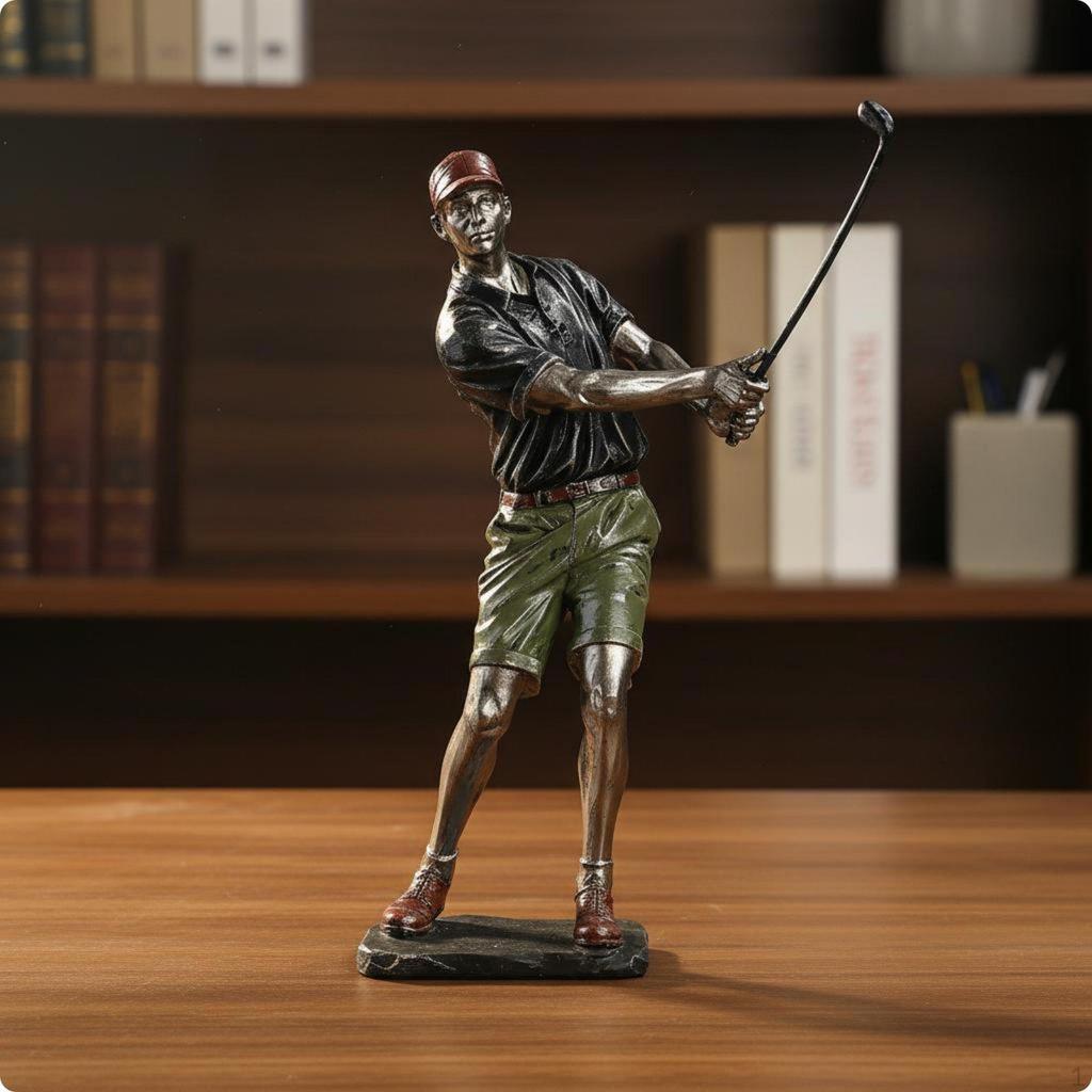 Смоляная фигурка гольфиста Настольное украшение Игрок 3D статуэтка гольфиста для офиса, кабинета