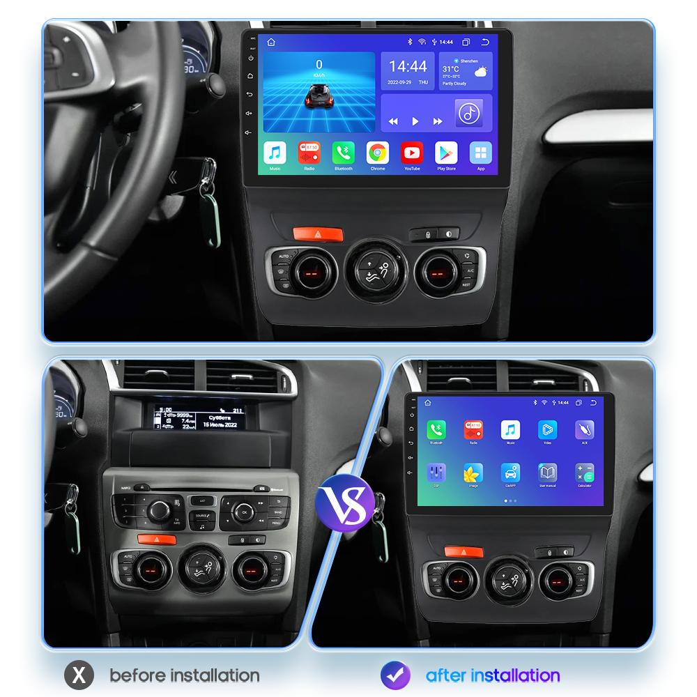 Hizpo 8G 128G 2Din Android 12 Автомобильный радиоприемник для Citroen C4 2 B7 2013 2014 2015 2016 Мультимедийный видеоплеер Стерео RDS Nav GPS Bluetooth RDS DSP DVR Cam