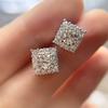 1 Pair of Stylish Square Shiny Synthetic Zircon Texture Earrings, Stylish Versatile Diamond Earrings, Round Earrings