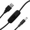 USB To DC5.5x2.1mm Power Cable Cord with Convenient On/Off Switch Button for 5V Electronic Devices 100cm Long Black