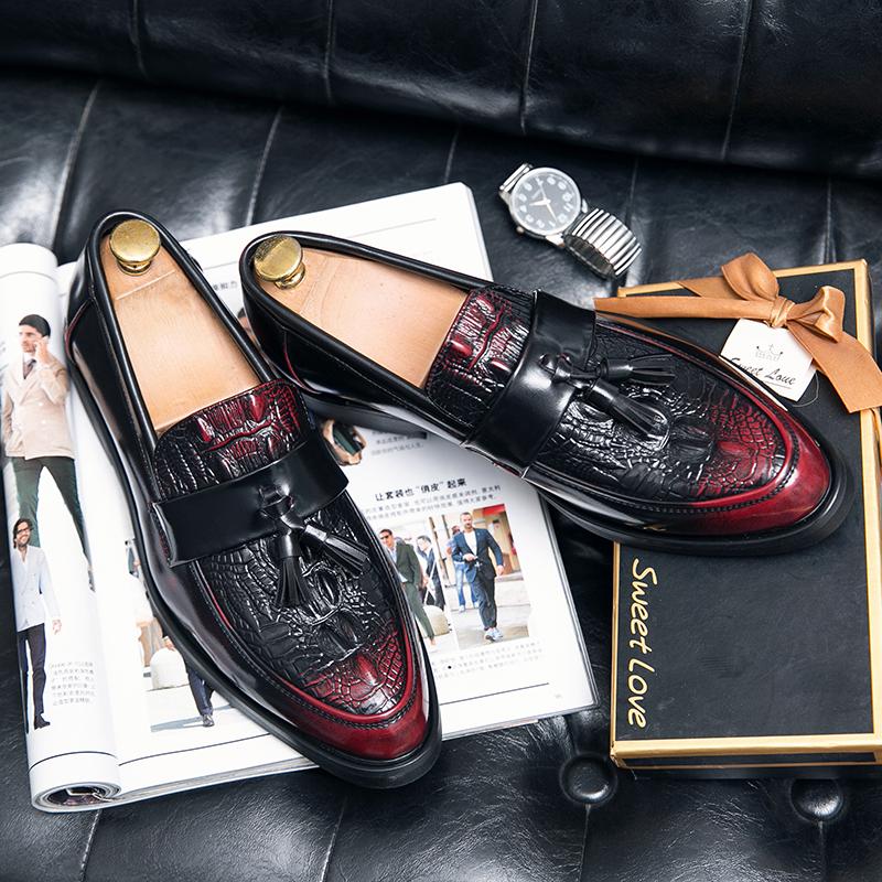 Элегантные мужские мокасины высокого класса с крокодиловым узором, мужская кожаная повседневная обувь для вождения, офиса, бизнеса, универсальная
