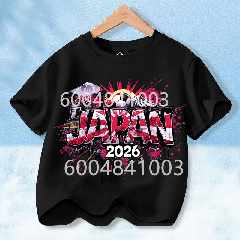 Japanese Flag Retro Style Graphic Children Shirt Kid Boys Girls Summer Polyester Short Sleeve Little Soccer Fan Casual Daily Wear