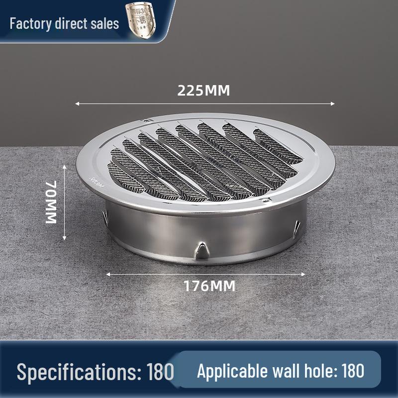 304 Stainless Steel Flat Head Exterior Windproof Vent Cap for Fresh Air Inlet