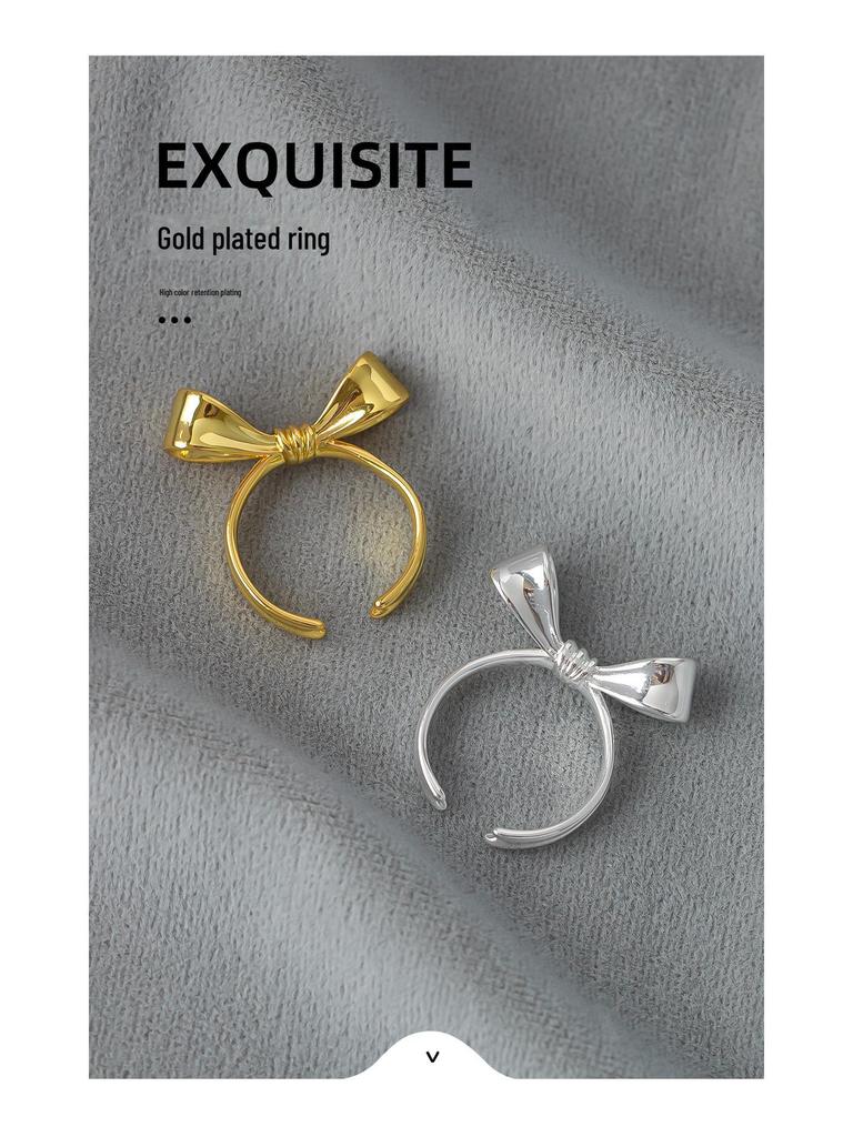Exquisite Luxury Adjustable Bow Ring: Sweet, Fashionable, High-End Design