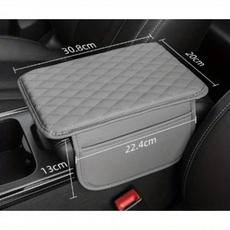 1 шт. Универсальный кожаный чехол на подлокотник автомобиля - Мягкий, прочный, 2 кармана для хранения, высококачественный аксессуар для интерьера большинства автомобилей.