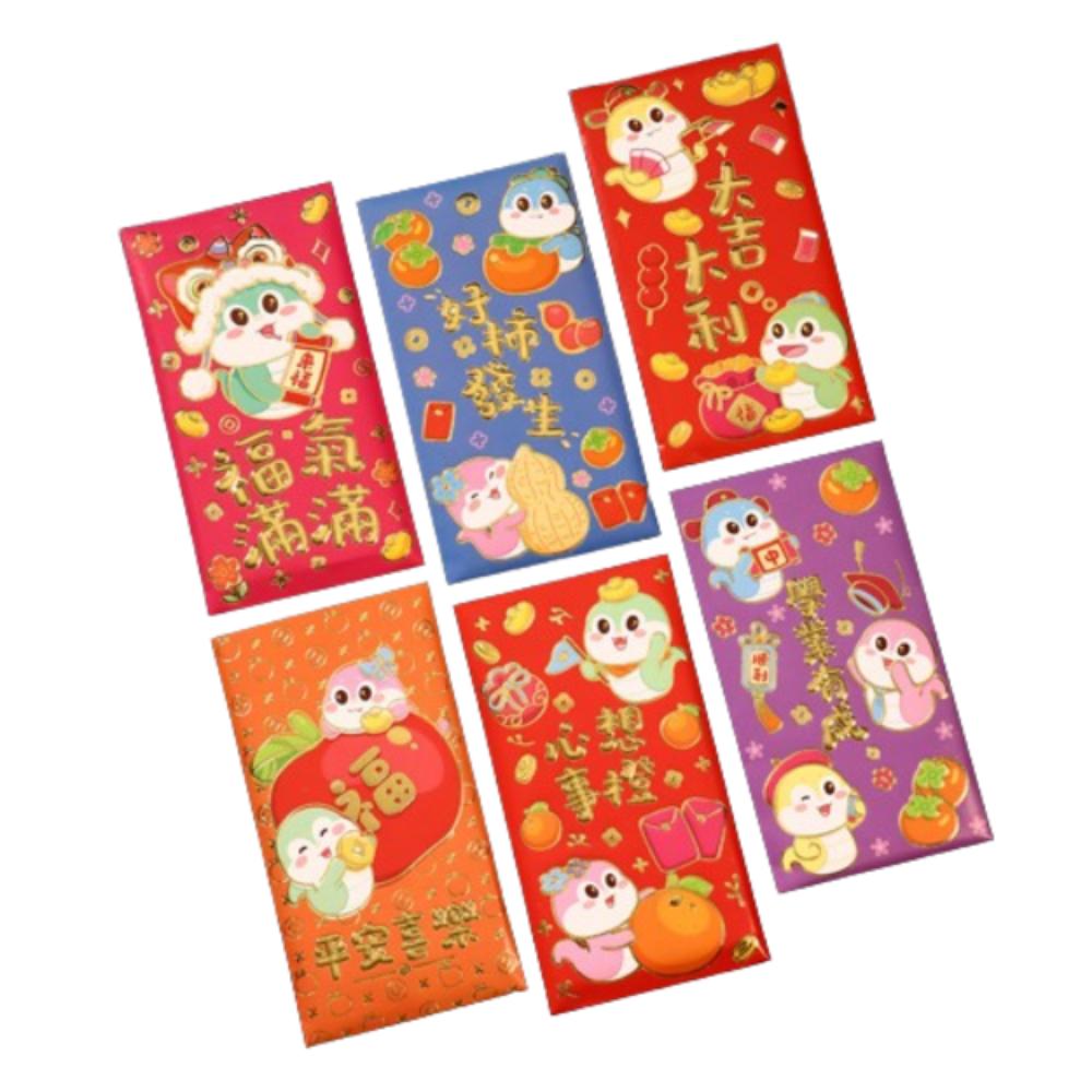 6pcs Chinese Style 2025 Snake Year Red Envelopes Blessing Money Packet Spring Festival Supplies